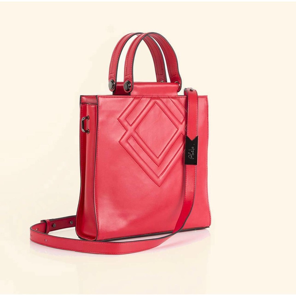 Red Quilted Diamond Accent Crossbody Bag